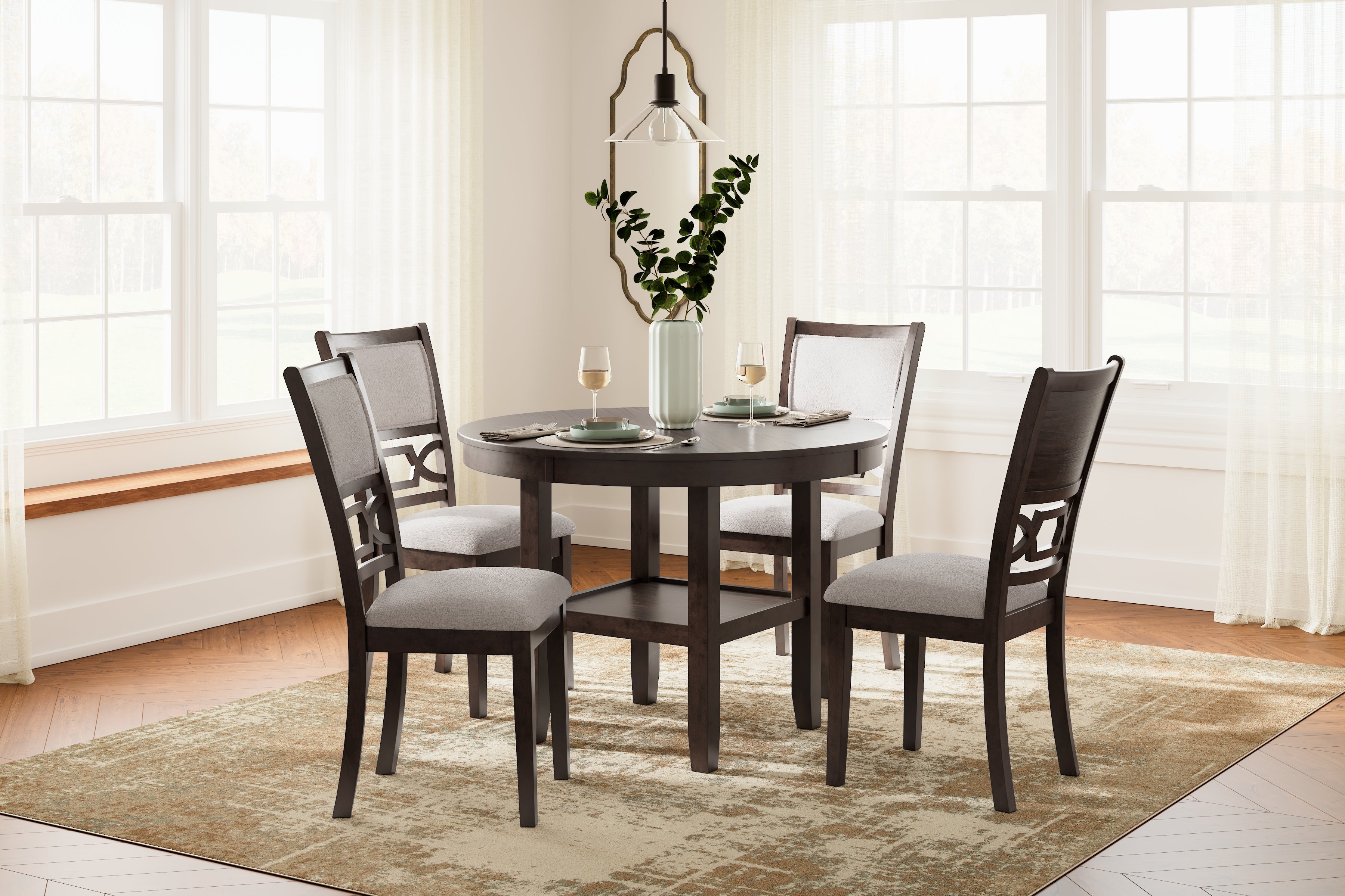 Hoover Furniture Outlet - Ashley Furniture - Langwest Dining Table and 4 Chairs (Set of 5) - Dining Room Table Set (5/CN) / Brown - D422-225