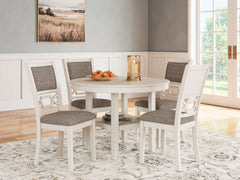 Hoover Furniture Outlet - Ashley Furniture - Erinberg Dining Table and 4 Chairs (Set of 5) - Dining Room Table Set (5/CN) / Antique White - D423-225