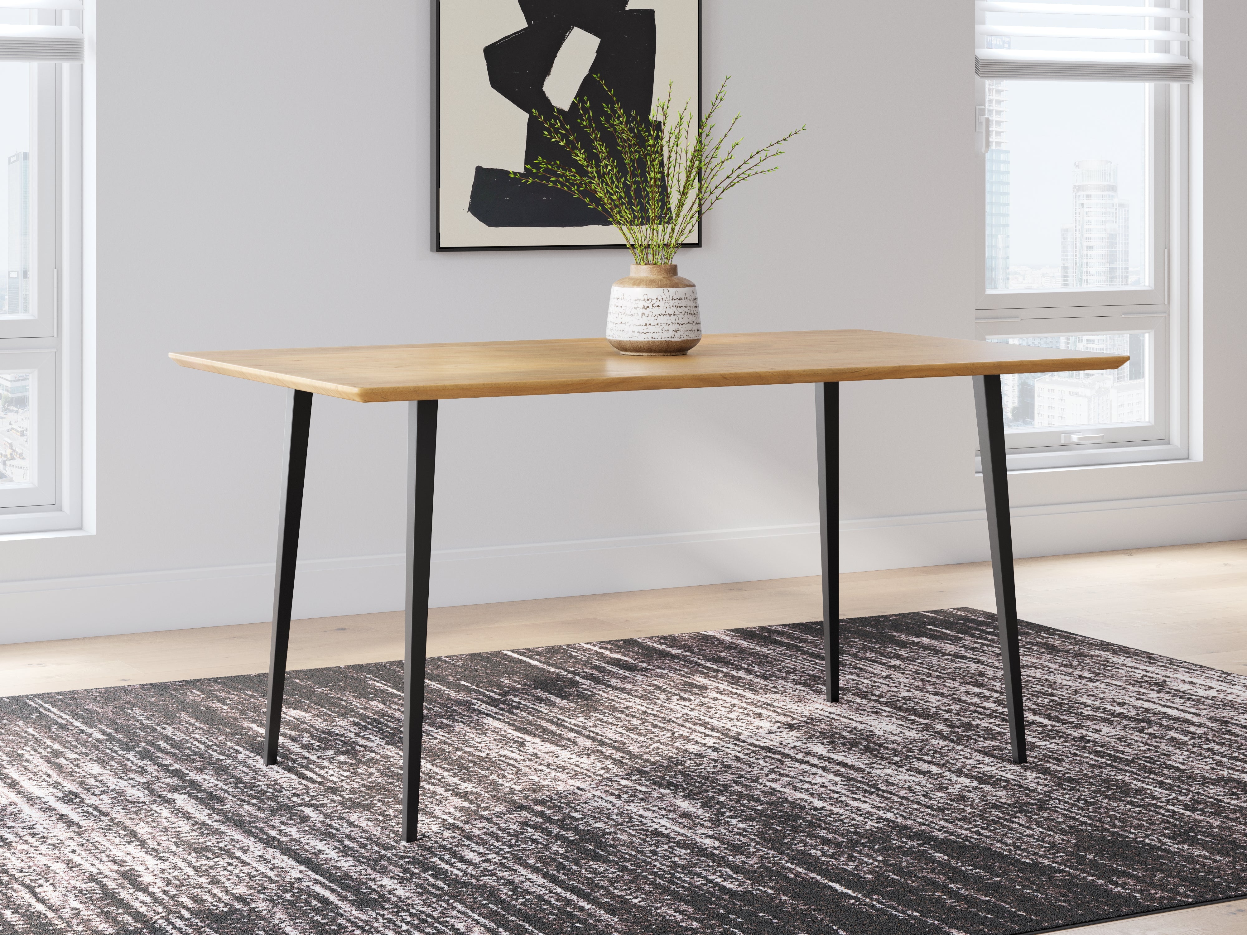 Hoover Furniture Outlet - Ashley Furniture - Gretlynn Dining Table - Rectangular Dining Room Table / Black/Natural - D501-25