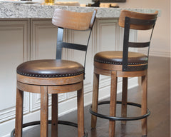Hoover Furniture Outlet - Ashley Furniture - Pinnadel Counter Height Bar Stool (Set of 2) - Counter Height Bar Stool (Set of 2) / Grayish Brown - D542-124X2