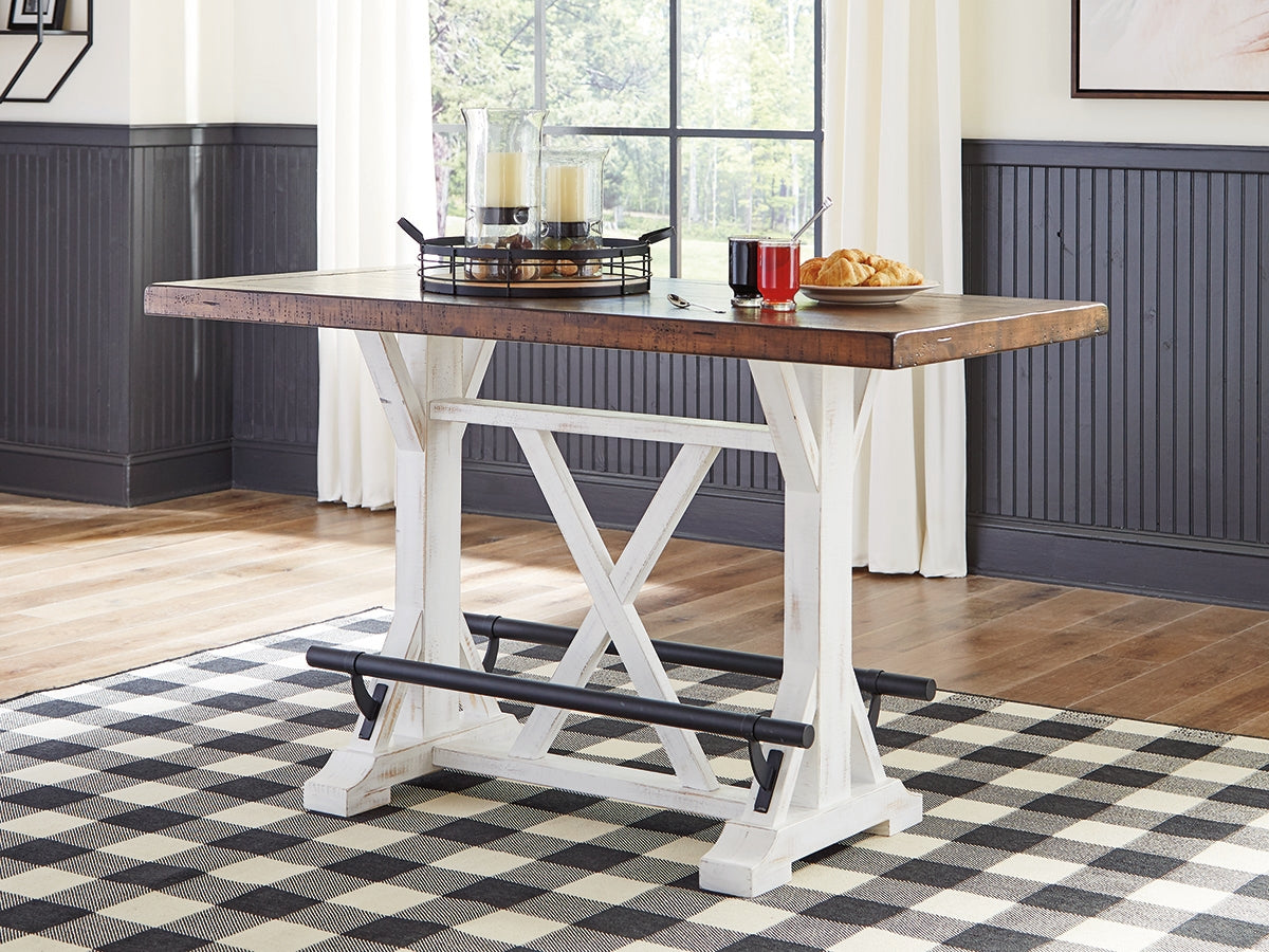 Hoover Furniture Outlet - Ashley Furniture - Valebeck Counter Height Dining Table - RECT Dining Room Counter Table / White/Brown - D546-13