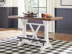 Hoover Furniture Outlet - Ashley Furniture - Valebeck Counter Height Dining Table - RECT Dining Room Counter Table / White/Brown - D546-13