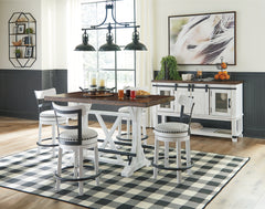 Hoover Furniture Outlet - Ashley Furniture - Valebeck Counter Height Dining Table, 4 Barstools and Server - Counter Height Dining Table, 4 Barstools and Server - D546D15