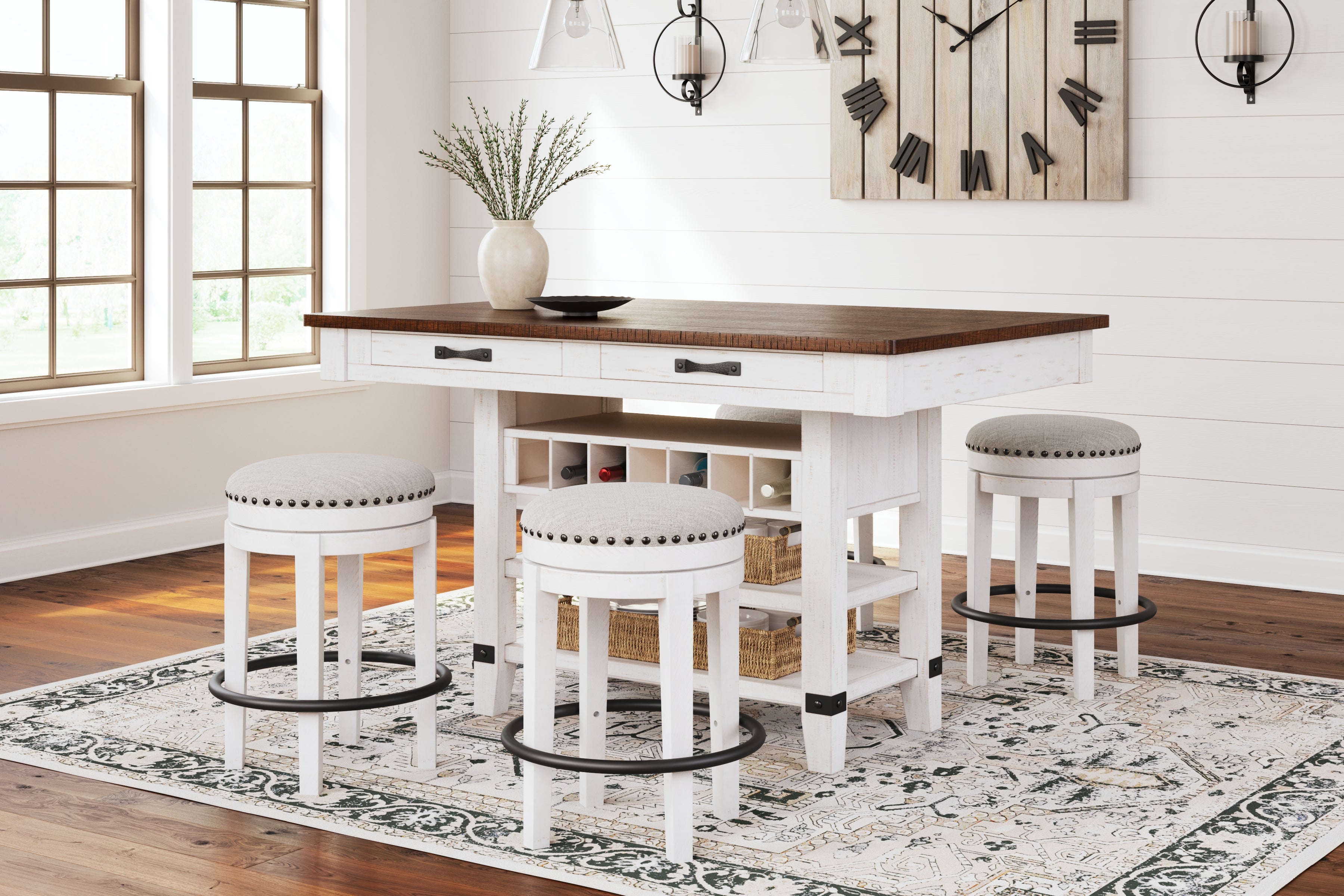 Hoover Furniture Outlet - Ashley Furniture - Valebeck Counter Height Dining Table and 4 Barstools - Counter Height Dining Table and 4 Barstools / Multi - D546D10