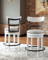 Hoover Furniture Outlet - Ashley Furniture - Valebeck Counter Height Bar Stool - UPH Swivel Barstool (1/CN) / White - D546-524
