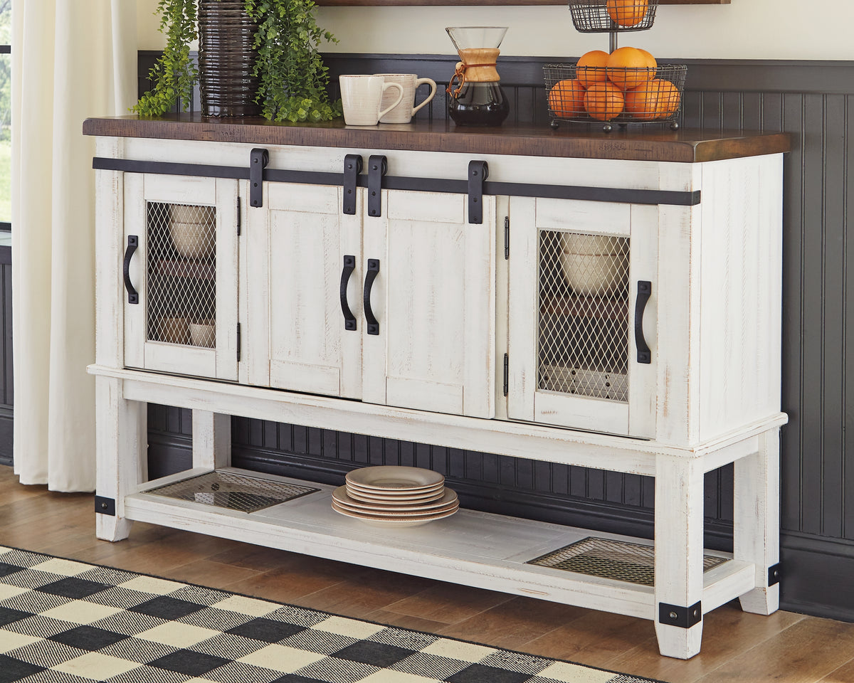 Hoover Furniture Outlet - Ashley Furniture - Valebeck Dining Server - Dining Room Server / White/Brown - D546-60