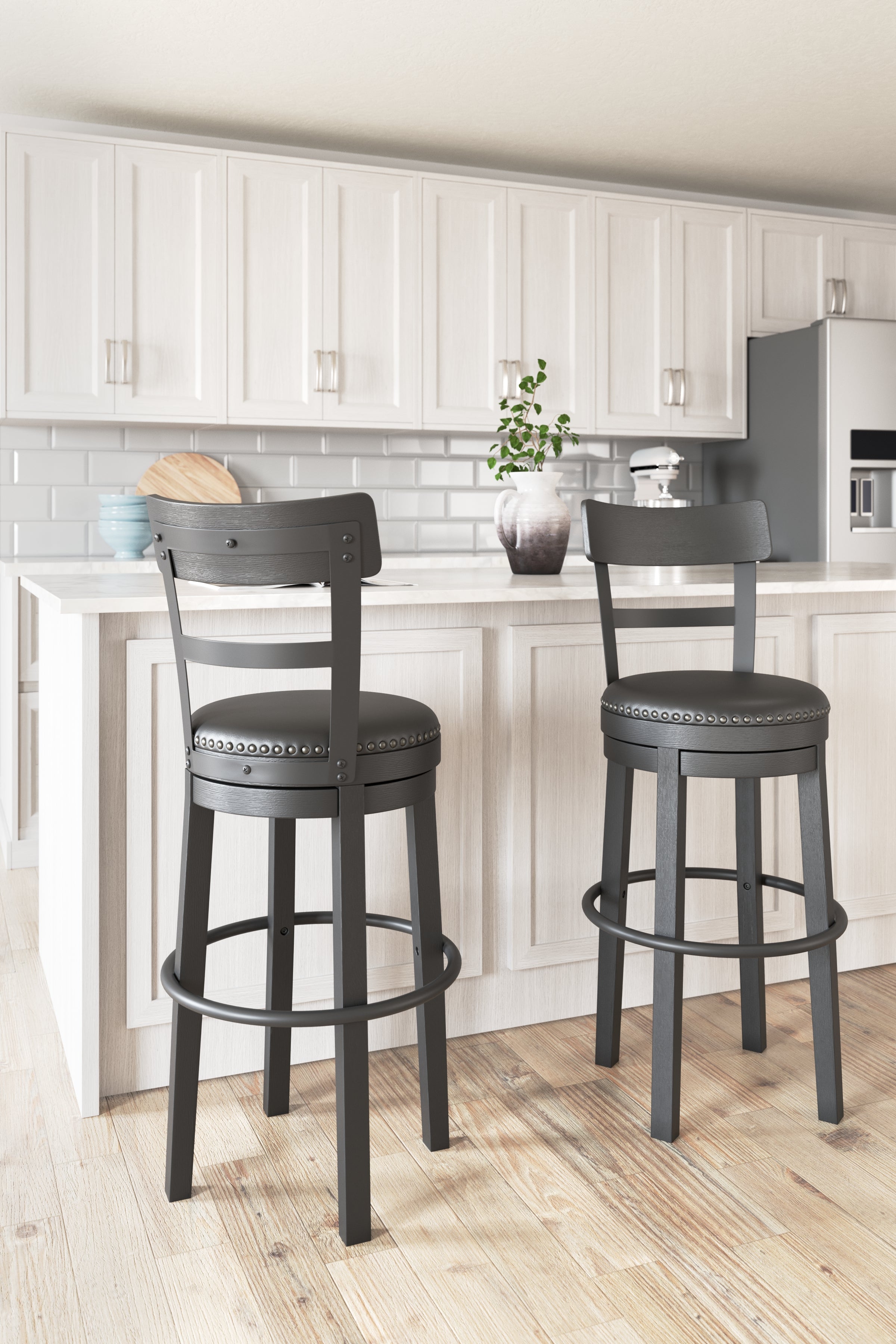 Hoover Furniture Outlet - Ashley Furniture - Valebeck Bar Height Bar Stool - Tall UPH Swivel Barstool(1/CN) / Black - D546-630