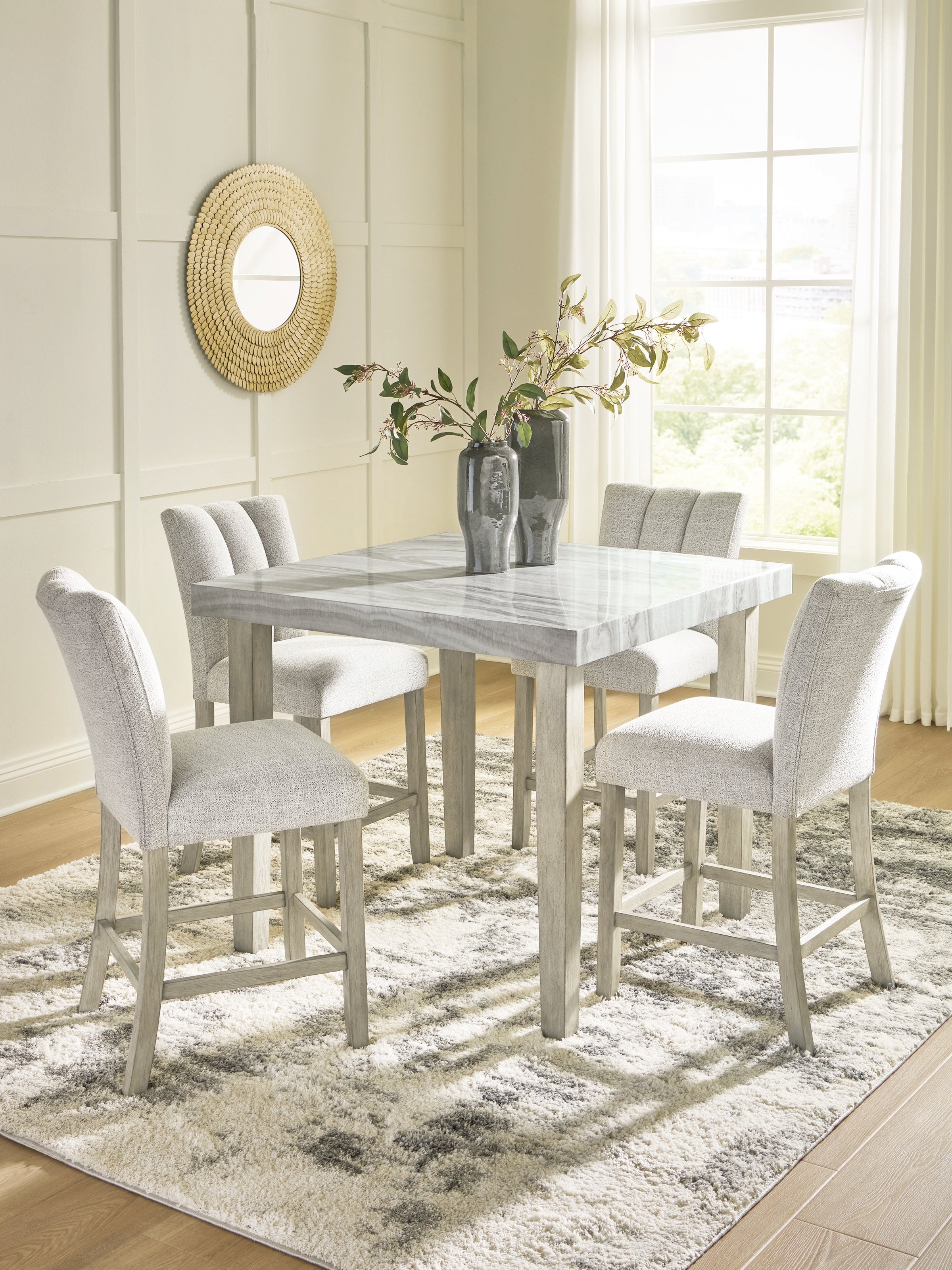 Hoover Furniture Outlet - Ashley Furniture - Larawyn Counter Height Dining Table and 4 Barstools - Counter Height Dining Table and 4 Barstools - PCD575D2