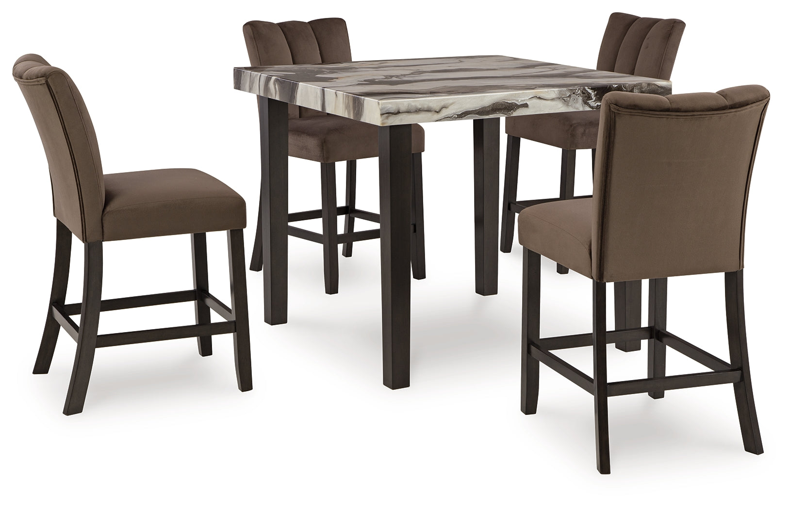 Hoover Furniture Outlet - Ashley Furniture - Jeshina Counter Height Dining Table and 4 Barstools - Counter Height Dining Table and 4 Barstools / Dark Brown - PCD581D3