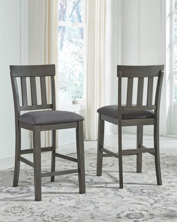 Hoover Furniture Outlet - Ashley Furniture - Hallanden Counter Height Bar Stool (Set of 2) - Counter Height Bar Stool (Set of 2) / Two-tone Gray - D589-124X2