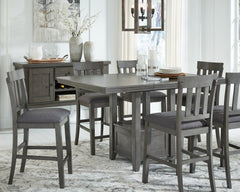 Hoover Furniture Outlet - Ashley Furniture - Hallanden Counter Height Dining Extension Table - RECT DRM Counter EXT Table / Gray - D589-42