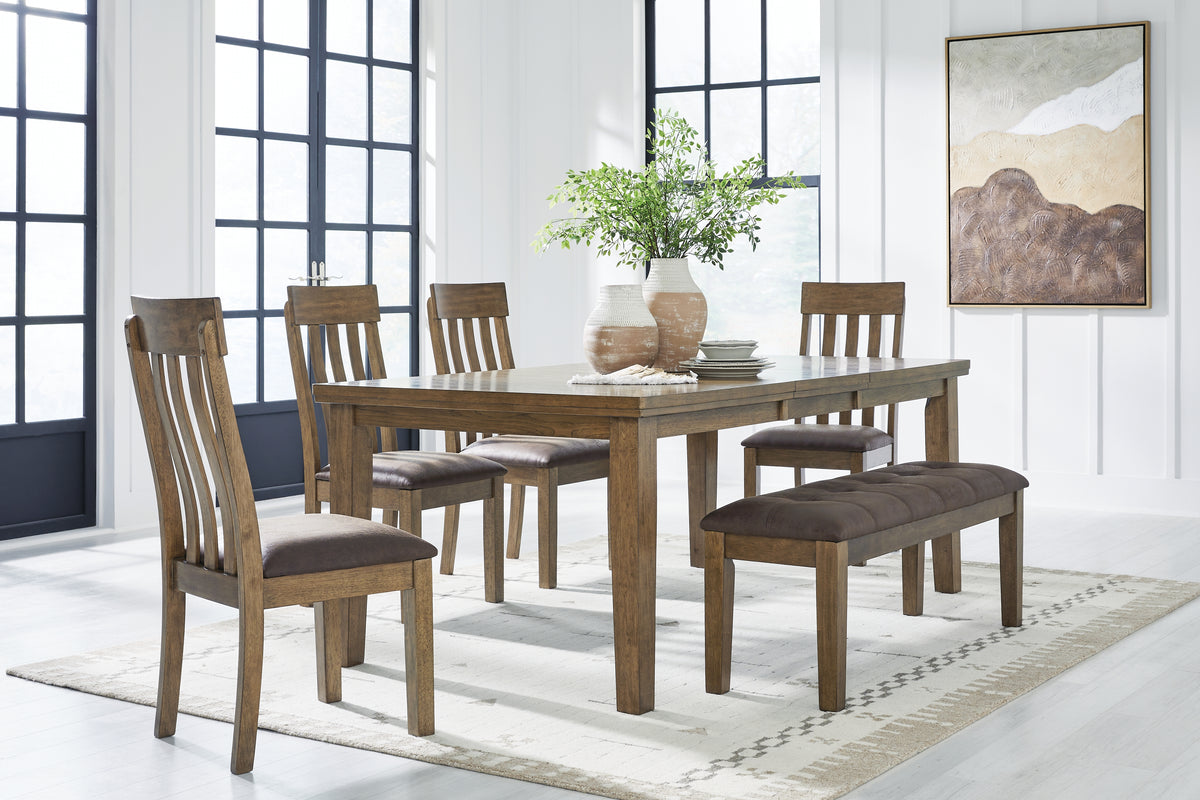 Hoover Furniture Outlet - Ashley Furniture - Urbinforte Extension Dining Table, 4 Chairs and Bench - Extension Dining Table, 4 Chairs and Bench - PCD592D2