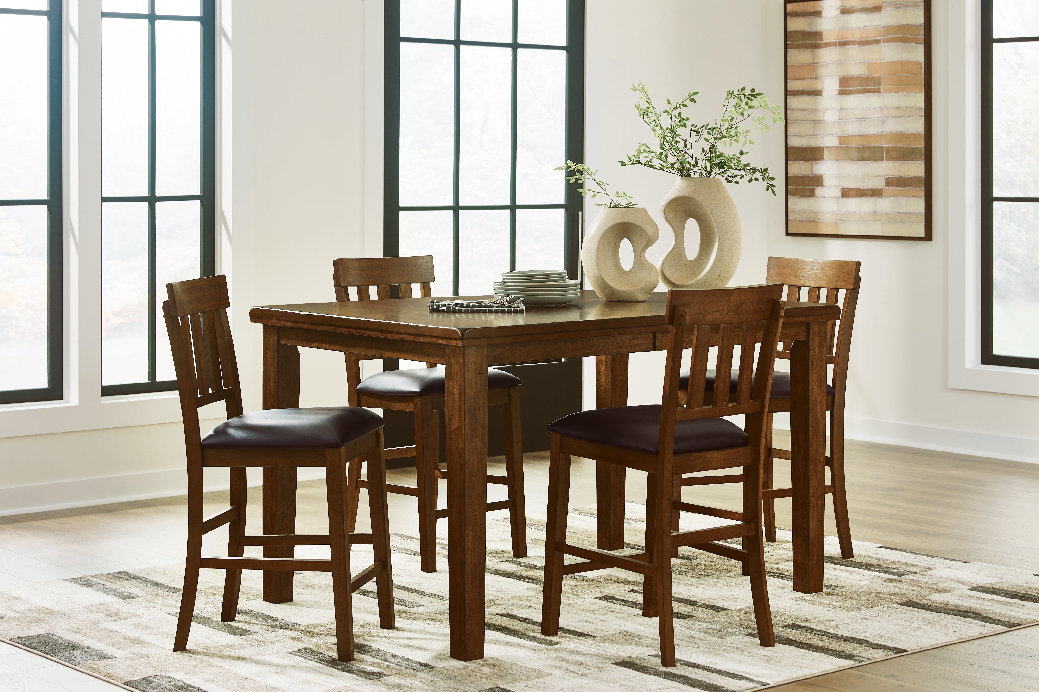 Hoover Furniture Outlet - Ashley Furniture - Ralene Counter Height Dining Table and 4 Barstools - Counter Height Dining Table and 4 Barstools - D594D11