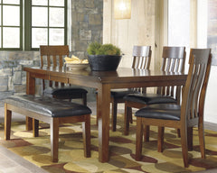 Hoover Furniture Outlet - Ashley Furniture - Ralene Dining Table and 4 Chairs and Bench - Dining Table and 4 Chairs and Bench - D594D2