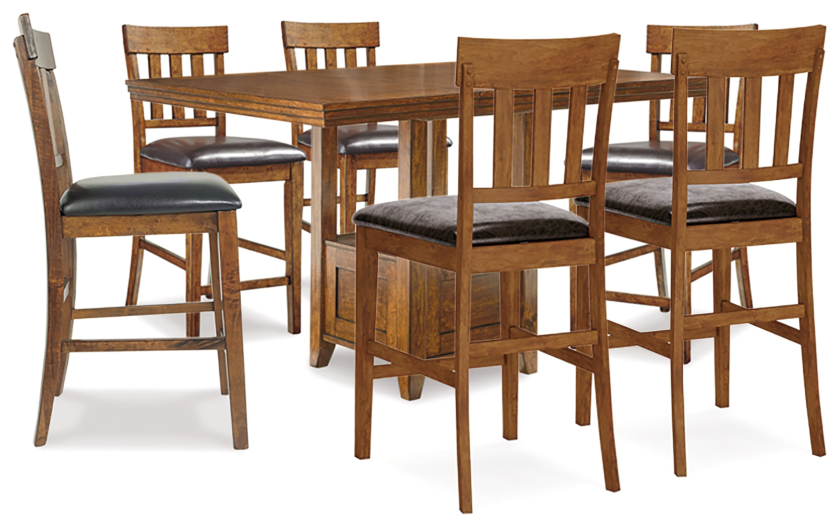 Hoover Furniture Outlet - Ashley Furniture - Ralene Counter Height Dining Table and 6 Barstools - Counter Height Dining Table and 6 Barstools - D594D5