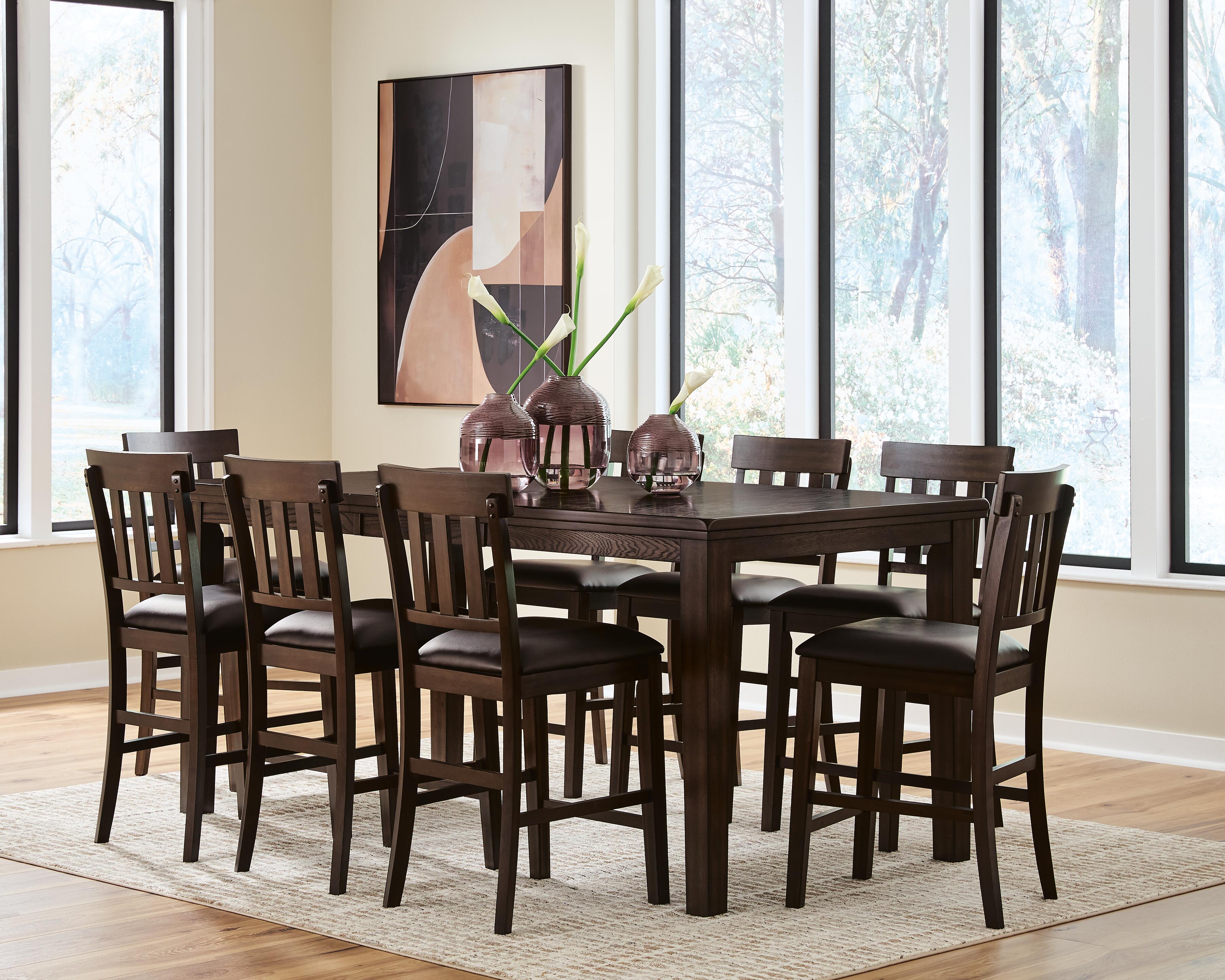 Hoover Furniture Outlet - Ashley Furniture - Haddigan Counter Height Extension Table and 8 Barstools - Counter Height Extension Table and 8 Barstools - D596D12