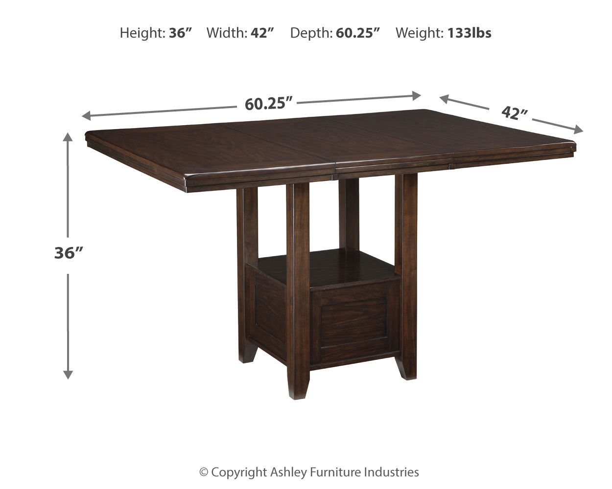 Haddigan Counter Height Dining Table, 4 Barstools and Server