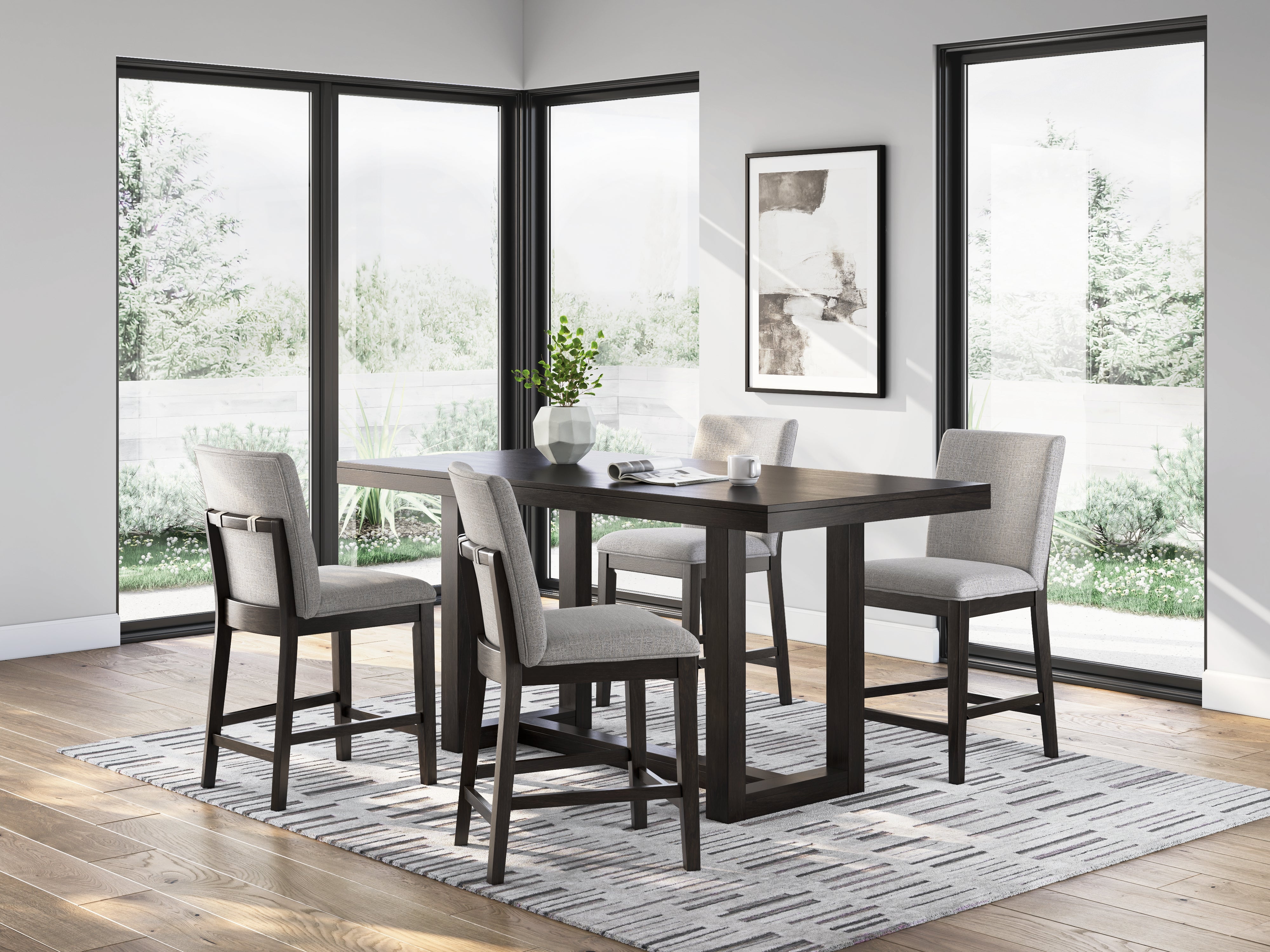 Hoover Furniture Outlet - Ashley Furniture - Neymorton Counter Height Dining Table and 4 Barstools - Counter Height Dining Table and 4 Barstools - D618D5
