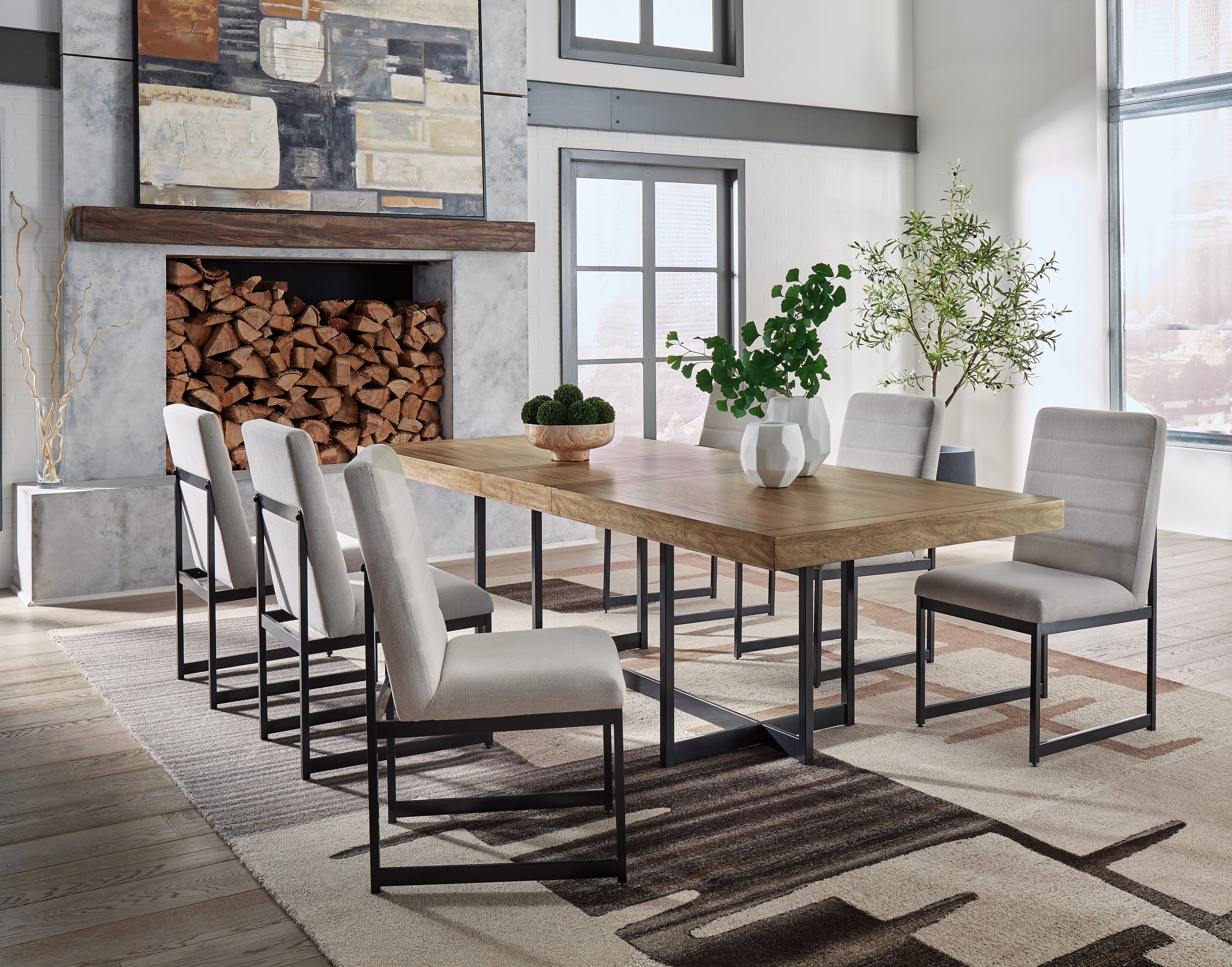 Hoover Furniture Outlet - Ashley Furniture - Tomtyn Extension Dining Table and 6 Chairs - Extension Dining Table and 6 Chairs - D622D2