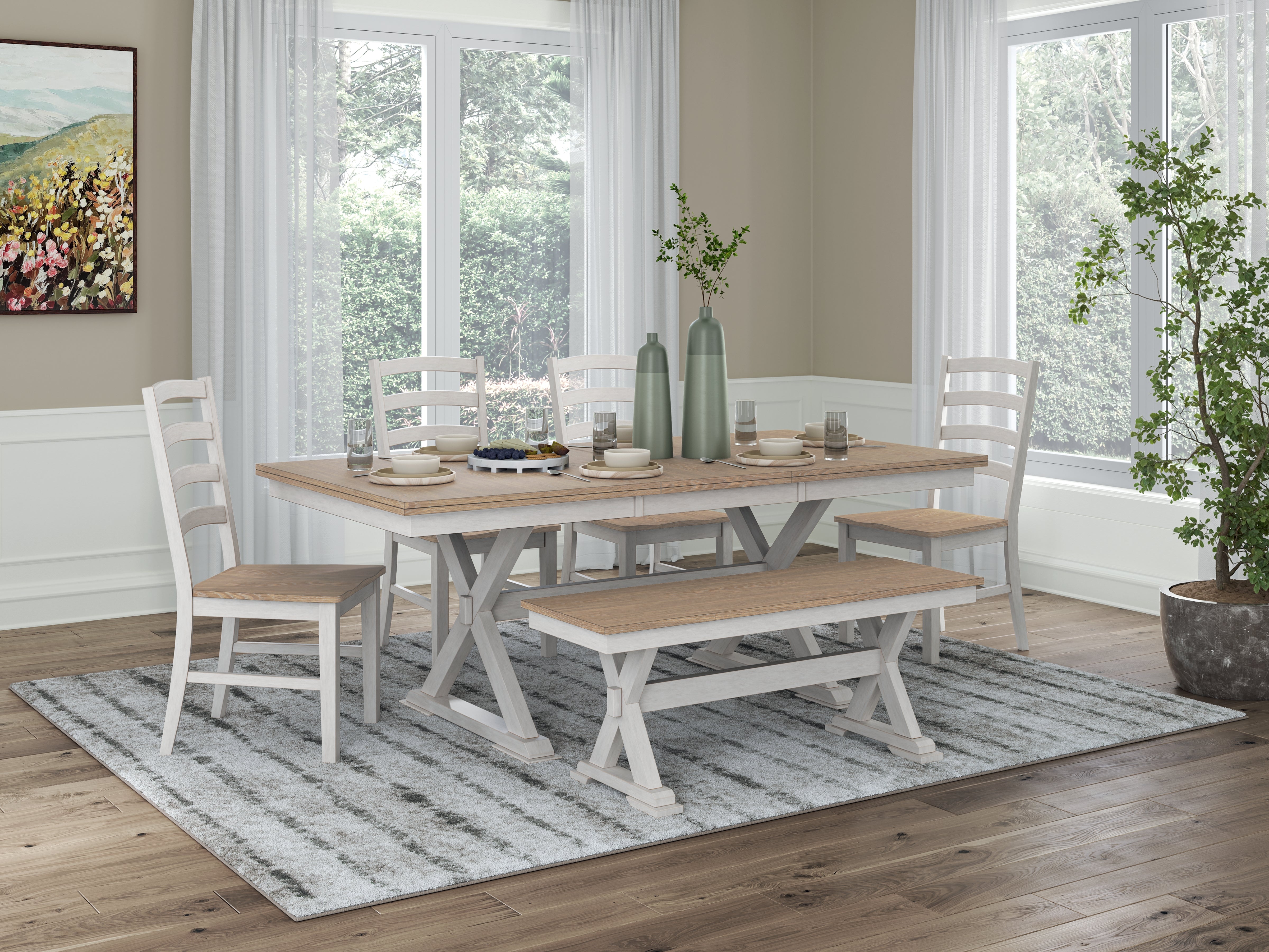 Hoover Furniture Outlet - Ashley Furniture - Purlaney Extension Dining Table, 4 Chairs and Bench - Extension Dining Table, 4 Chairs and Bench - PCD627D2