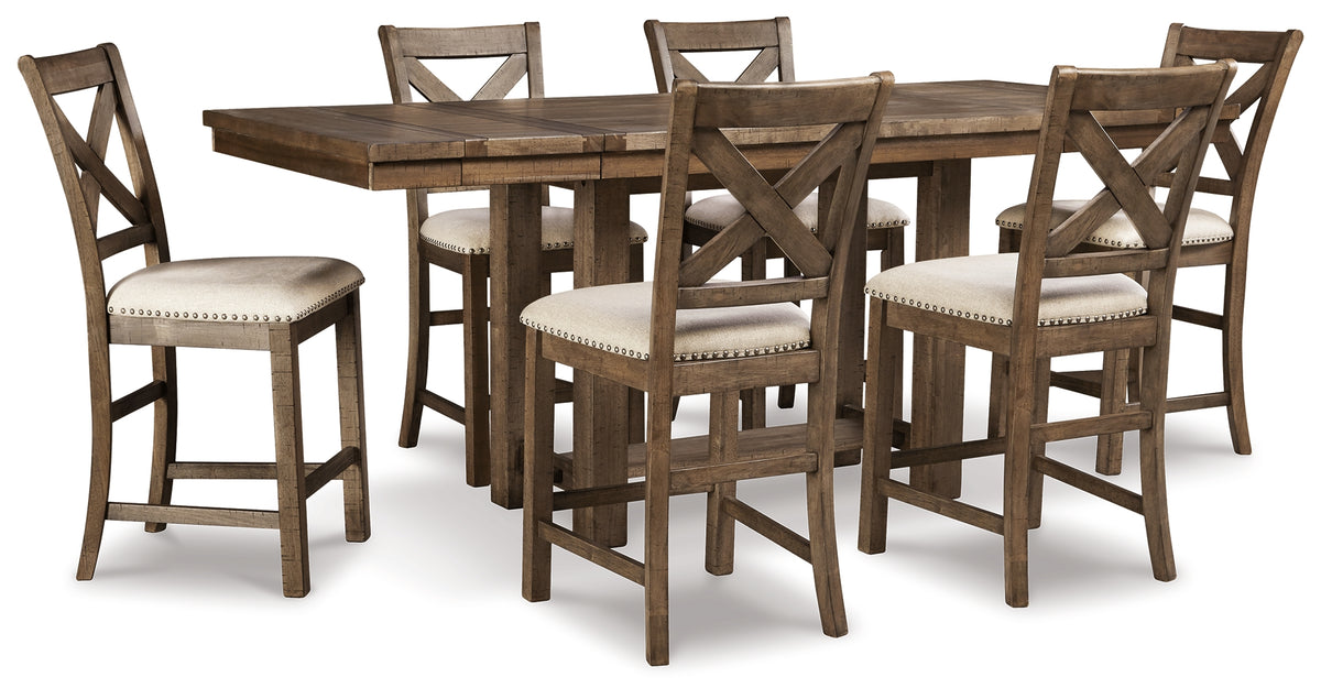 Hoover Furniture Outlet - Ashley Furniture - Moriville Counter Height Dining Table and 6 Barstools - Counter Height Dining Table and 6 Barstools - D631D10