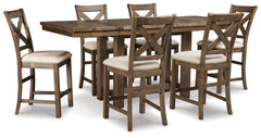 Hoover Furniture Outlet - Ashley Furniture - Moriville Counter Height Dining Table and 6 Barstools - Counter Height Dining Table and 6 Barstools - D631D10