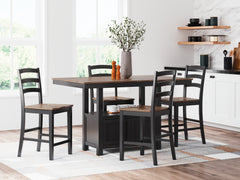 Hoover Furniture Outlet - Ashley Furniture - Wildenauer Counter Height Dining Table and 4 Barstools - Counter Height Dining Table and 4 Barstools / Brown/Black - D634D3