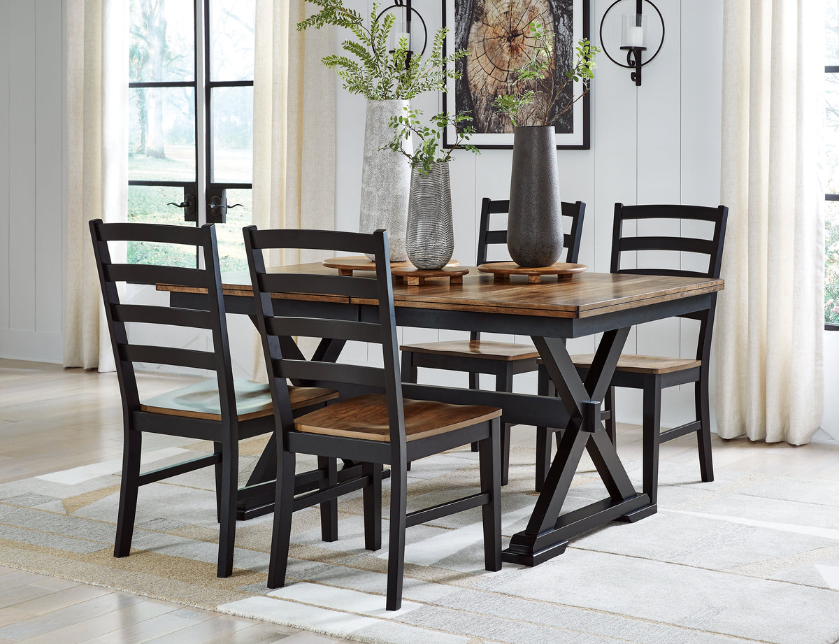 Hoover Furniture Outlet - Ashley Furniture - Wildenauer Dining Table and 4 Chairs - Dining Table and 4 Chairs / Brown/Black - D634D1