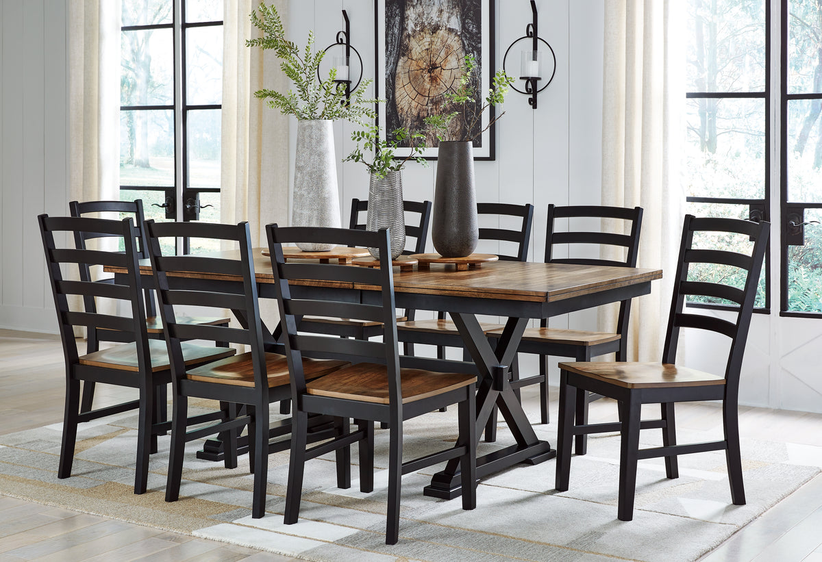 Hoover Furniture Outlet - Ashley Furniture - Wildenauer Dining Table and 8 Chairs - Dining Table and 8 Chairs / Brown/Black - D634D5