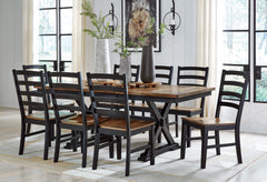 Hoover Furniture Outlet - Ashley Furniture - Wildenauer Dining Table and 8 Chairs - Dining Table and 8 Chairs / Brown/Black - D634D5