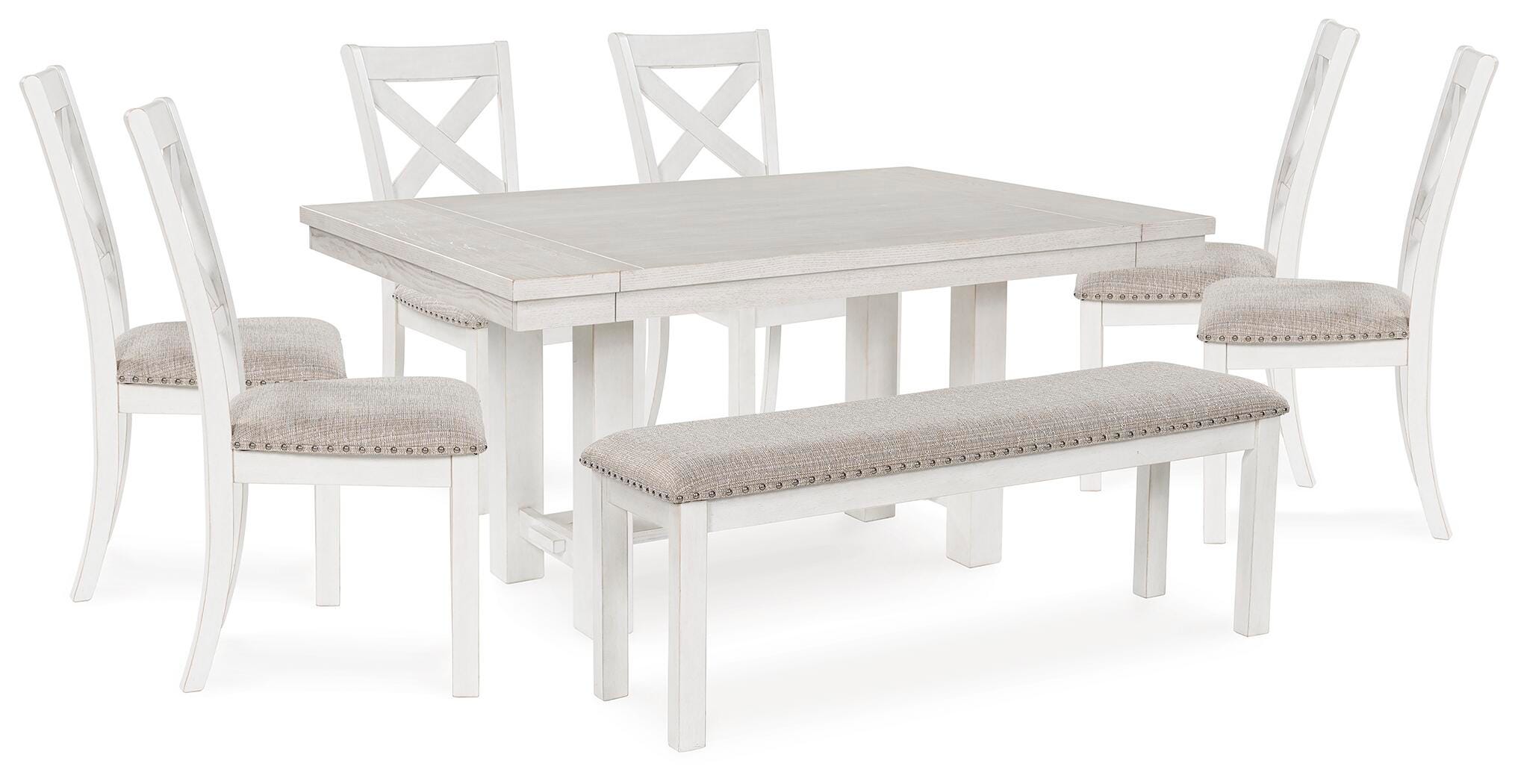 Hoover Furniture Outlet - Ashley Furniture - Robbinsdale Dining Table, 6 Chairs and Bench - Dining Table, 6 Chairs and Bench - D642D11