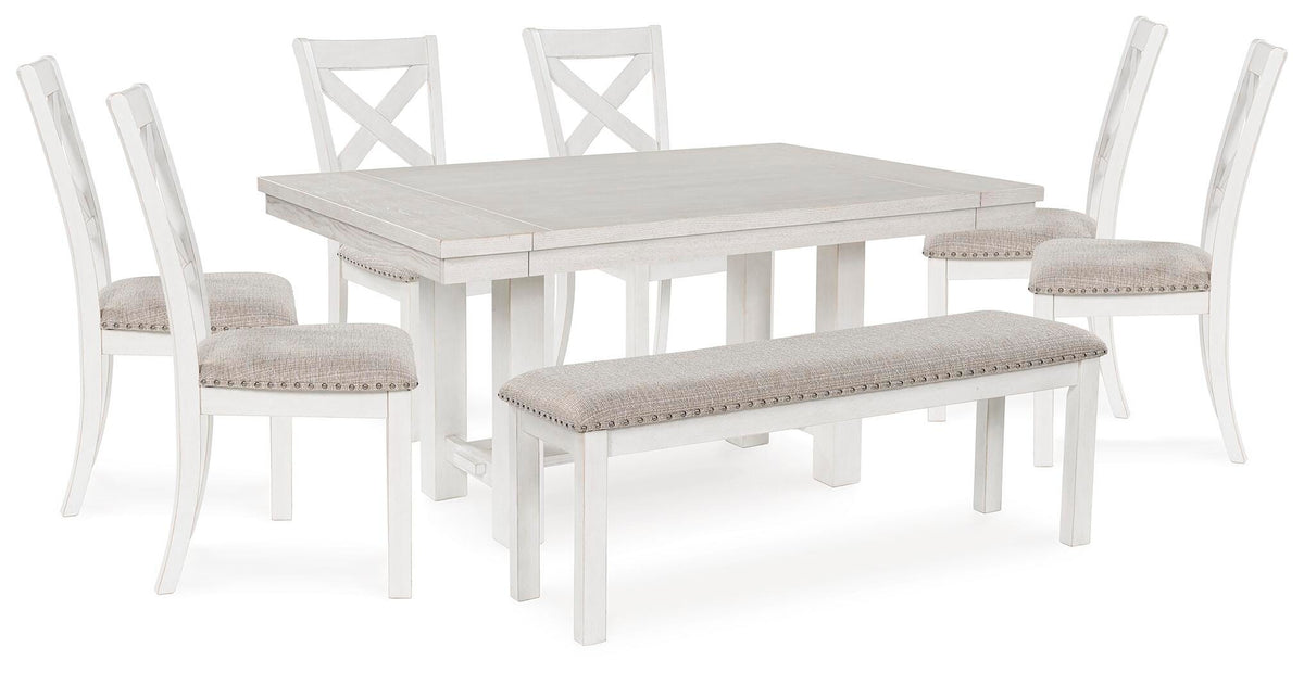 Hoover Furniture Outlet - Ashley Furniture - Robbinsdale Dining Table, 6 Chairs and Bench - Dining Table, 6 Chairs and Bench - D642D11