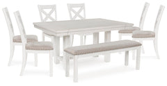 Robbinsdale Dining Table, 6 Chairs and Bench