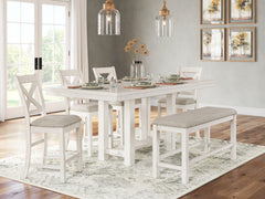 Hoover Furniture Outlet - Ashley Furniture - Robbinsdale Counter Height Dining Table, 4 Barstools and Bench - Counter Height Dining Table, 4 Barstools and Bench - D642D2