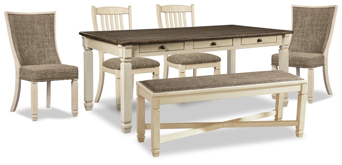 Hoover Furniture Outlet - Ashley Furniture - Bolanburg Dining Table, 4 Chairs and Bench - Dining Table, 4 Chairs and Bench - D647D34