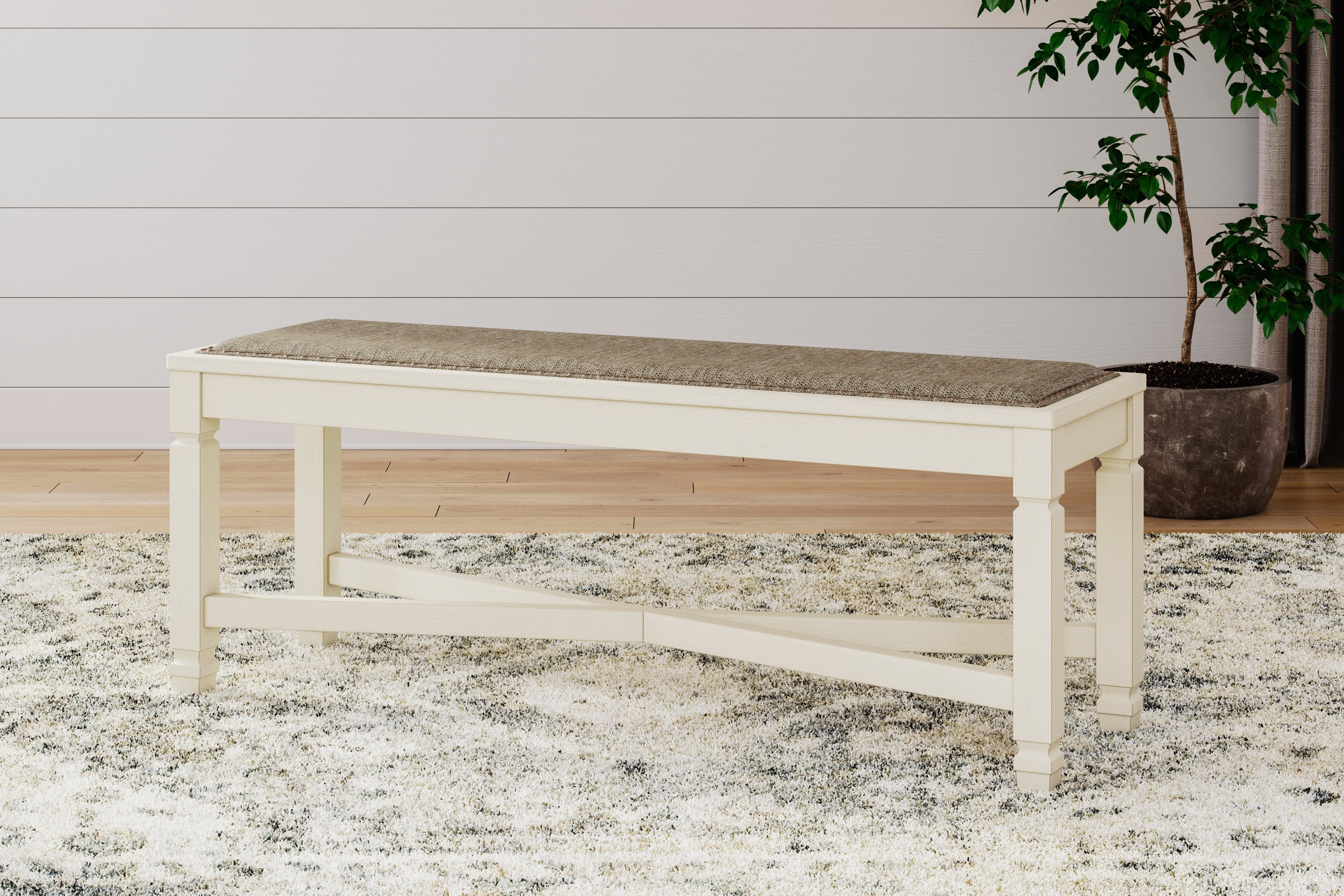 Hoover Furniture Outlet - Ashley Furniture - Bolanburg Dining Bench - Large UPH Dining Room Bench / Two-tone / 50"W x 15"D x 20"H - D647-00