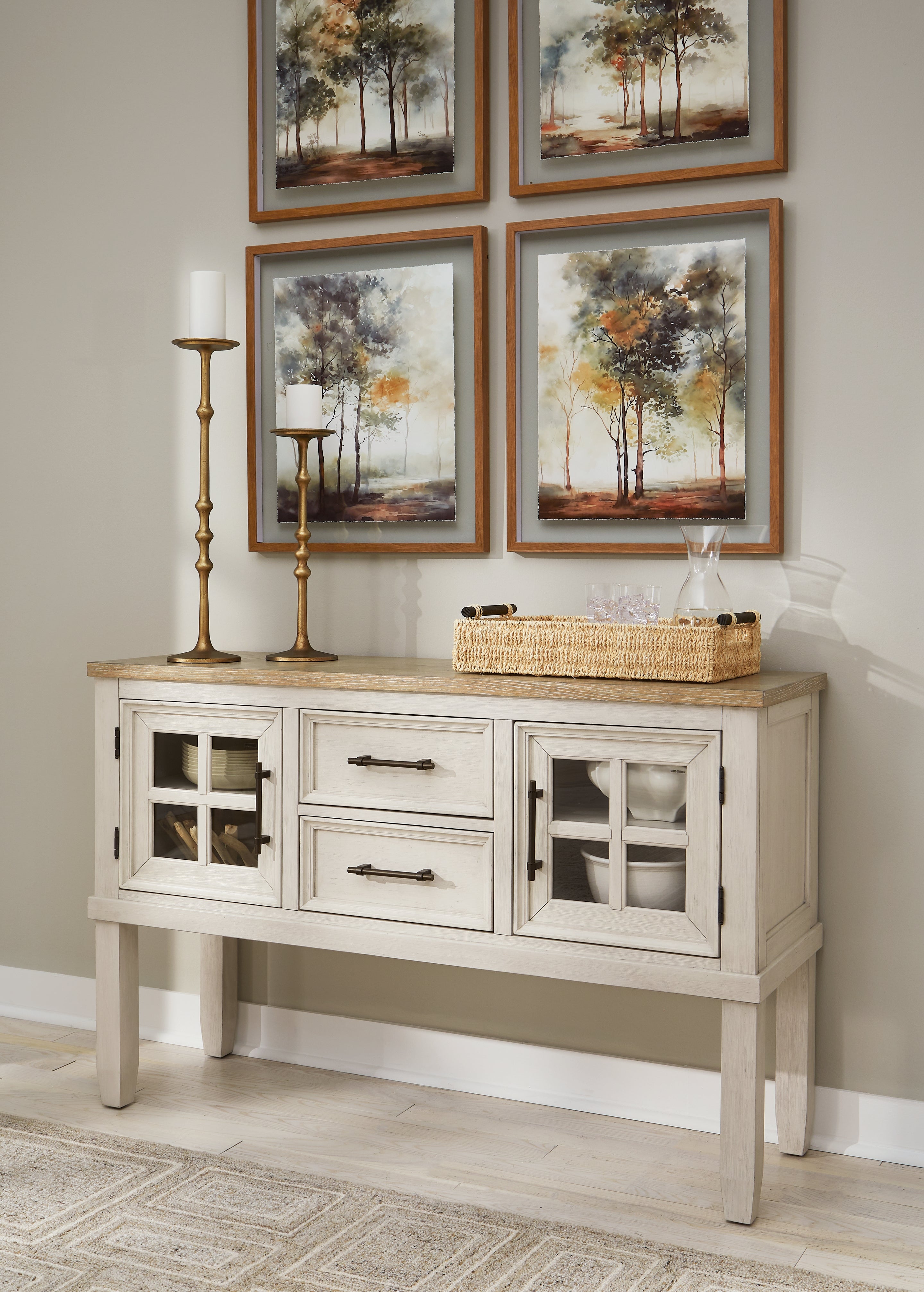 Hoover Furniture Outlet - Ashley Furniture - Shaybrock Dining Server - Dining Room Server / Antique White/Brown - D683-60