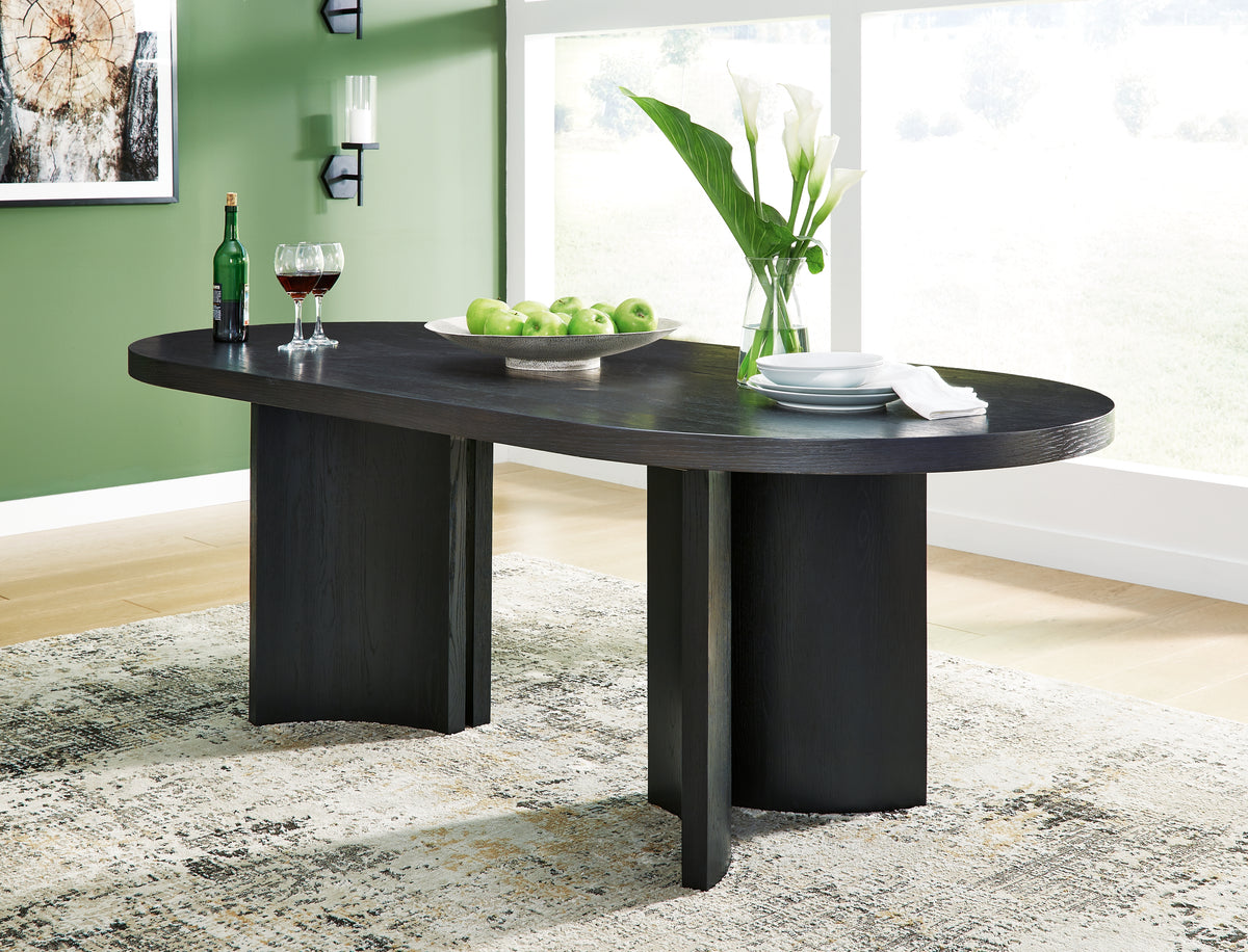 Hoover Furniture Outlet - Ashley Furniture - Rowanbeck Dining Table - Oval Dining Room Table - D821-25