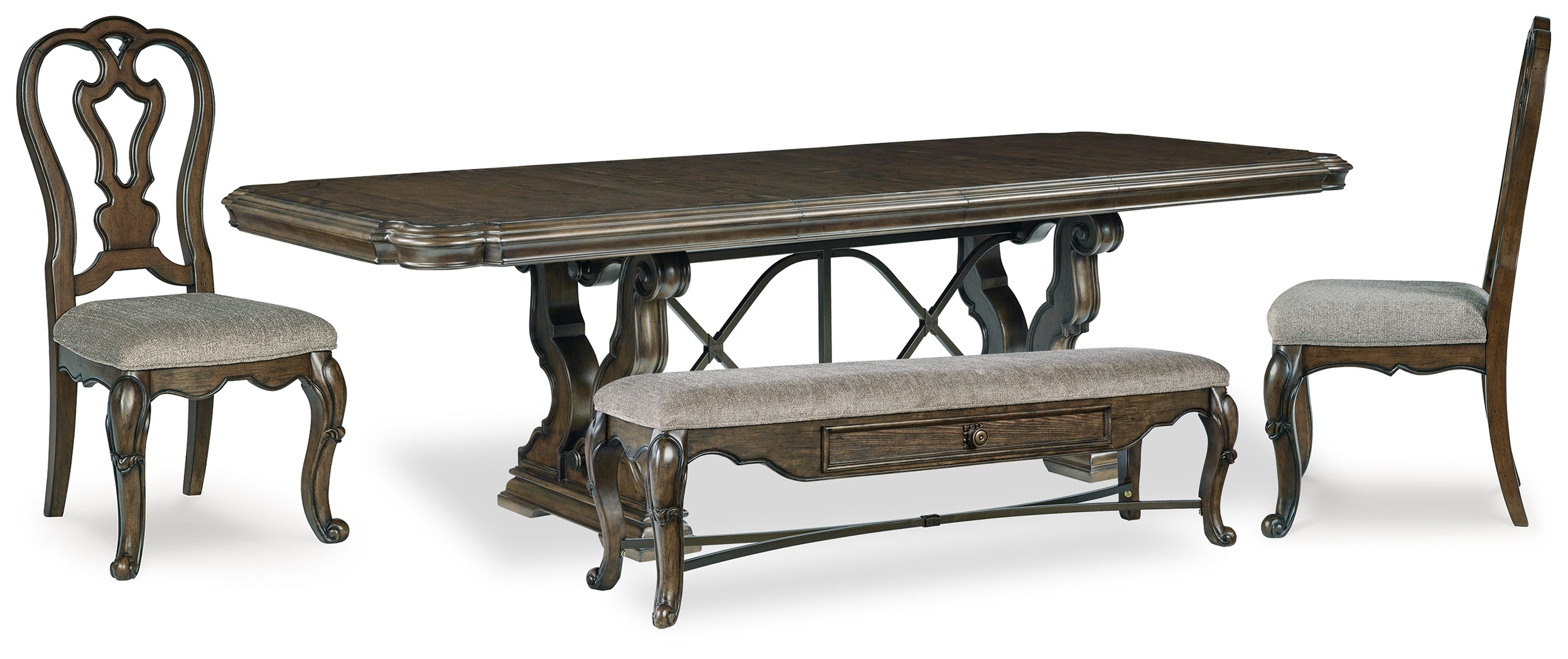 Hoover Furniture Outlet - Ashley Furniture - Maylee Dining Table, 2 Chairs and Bench - Dining Table, 2 Chairs and Bench - D947D12