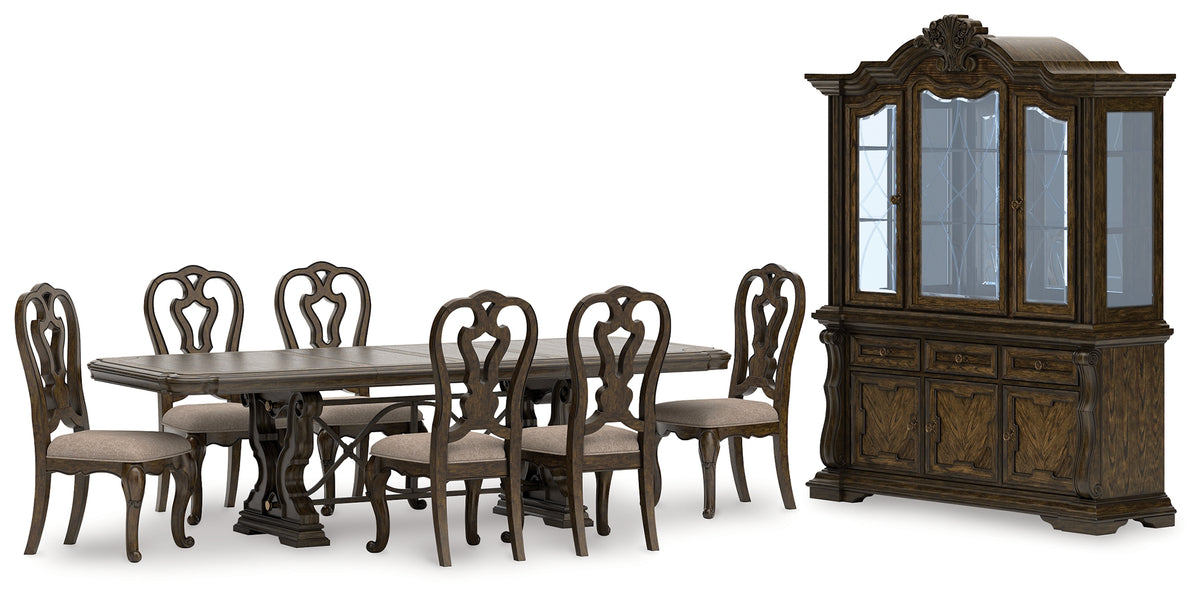 Hoover Furniture Outlet - Ashley Furniture - Maylee Dining Table with 6 Chairs and Buffet and Hutch - Dining Table with 6 Chairs and Buffet and Hutch - D947D13