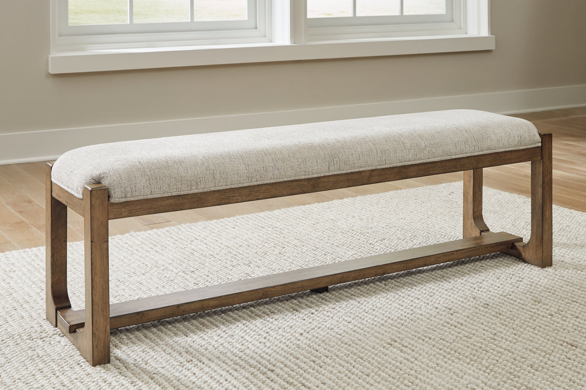 Hoover Furniture Outlet - Ashley Furniture - Cabalynn 63" Dining Bench - Large UPH Dining Room Bench / Oatmeal/Light Brown / 64"W x 16"D x 20"H - D974-00