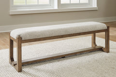 Hoover Furniture Outlet - Ashley Furniture - Cabalynn 63" Dining Bench - Large UPH Dining Room Bench / Oatmeal/Light Brown / 64"W x 16"D x 20"H - D974-00