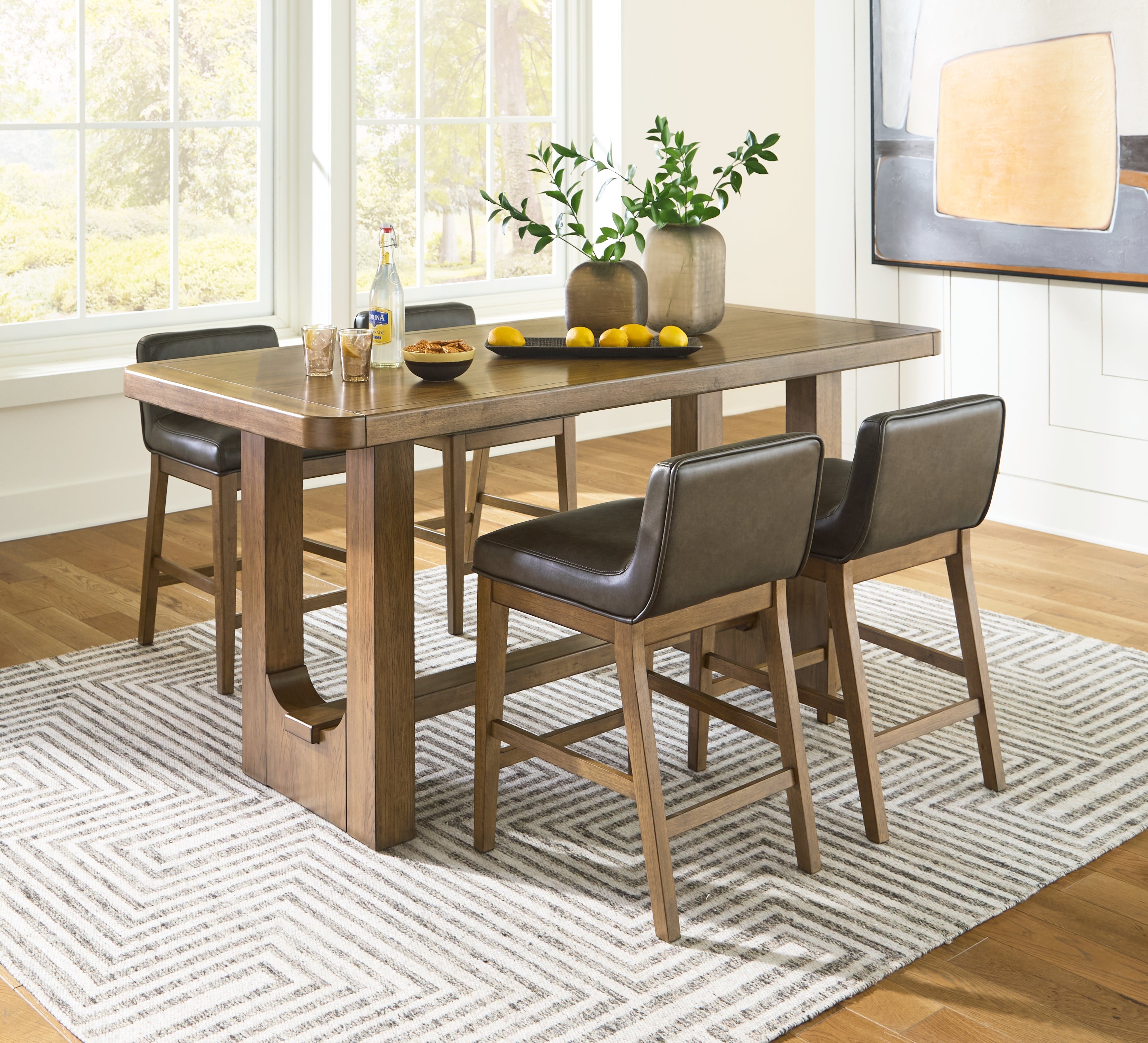 Hoover Furniture Outlet - Ashley Furniture - Cabalynn Counter Height Dining Table and 4 Barstools - Counter Height Dining Table and 4 Barstools - D974D3
