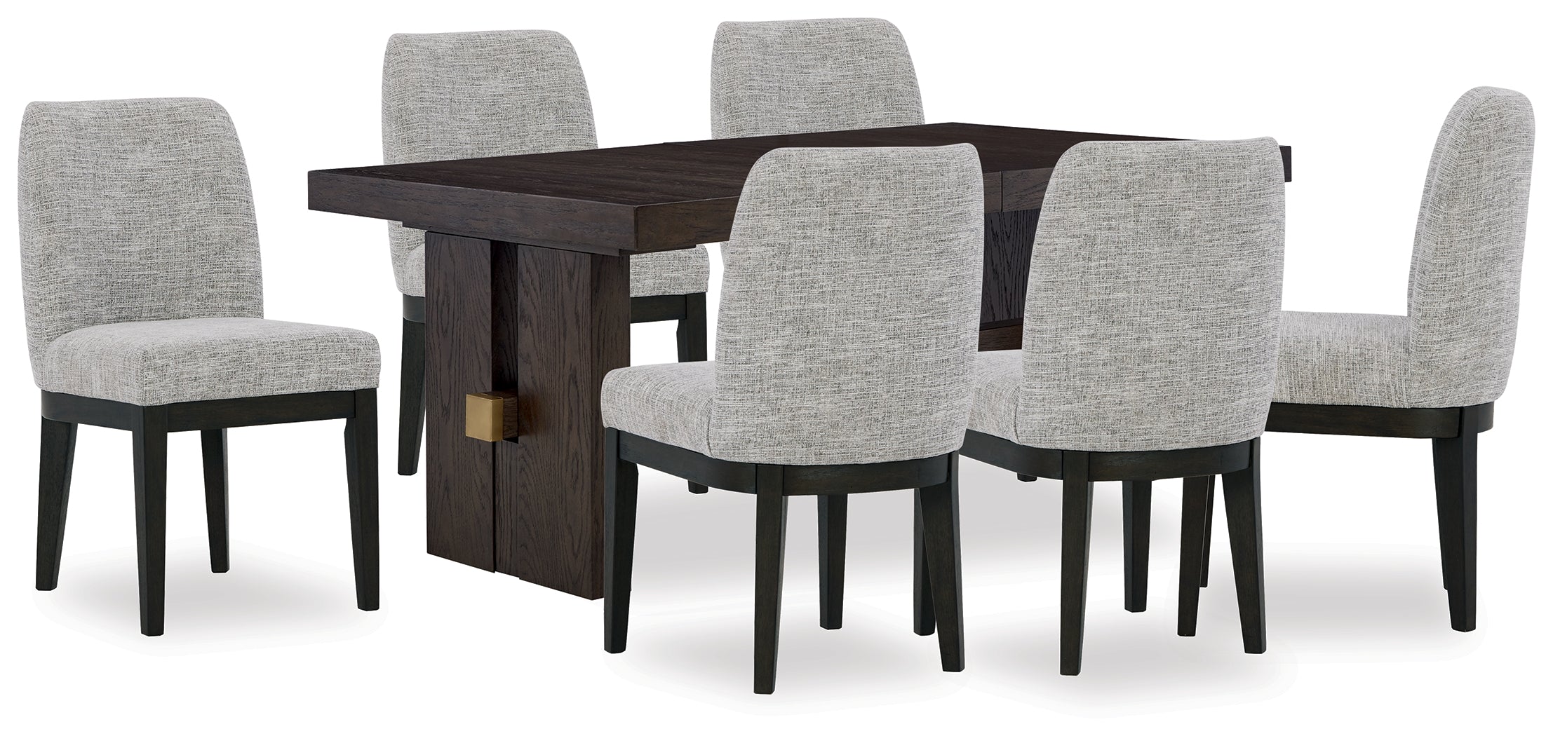 Hoover Furniture Outlet - Ashley Furniture - Burkhaus Dining Table and 6 Chairs - Dining Table and 6 Chairs / Dark Brown - D984D8