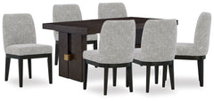 Hoover Furniture Outlet - Ashley Furniture - Burkhaus Dining Table and 6 Chairs - Dining Table and 6 Chairs / Dark Brown - D984D8
