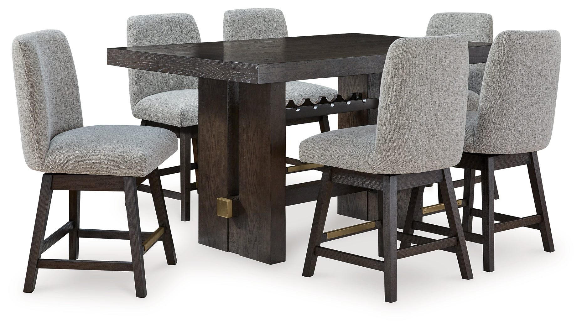 Hoover Furniture Outlet - Ashley Furniture - Burkhaus Counter Height Dining Table and 6 Barstools - Counter Height Dining Table and 6 Barstools - D984D6