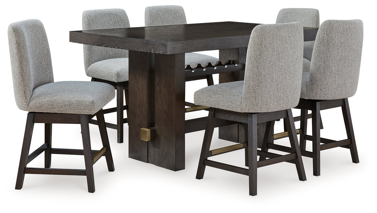 Hoover Furniture Outlet - Ashley Furniture - Burkhaus Counter Height Dining Table and 6 Barstools - Counter Height Dining Table and 6 Barstools - D984D6