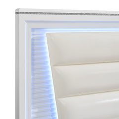 Denmark Full UPH Bed with Lights in White