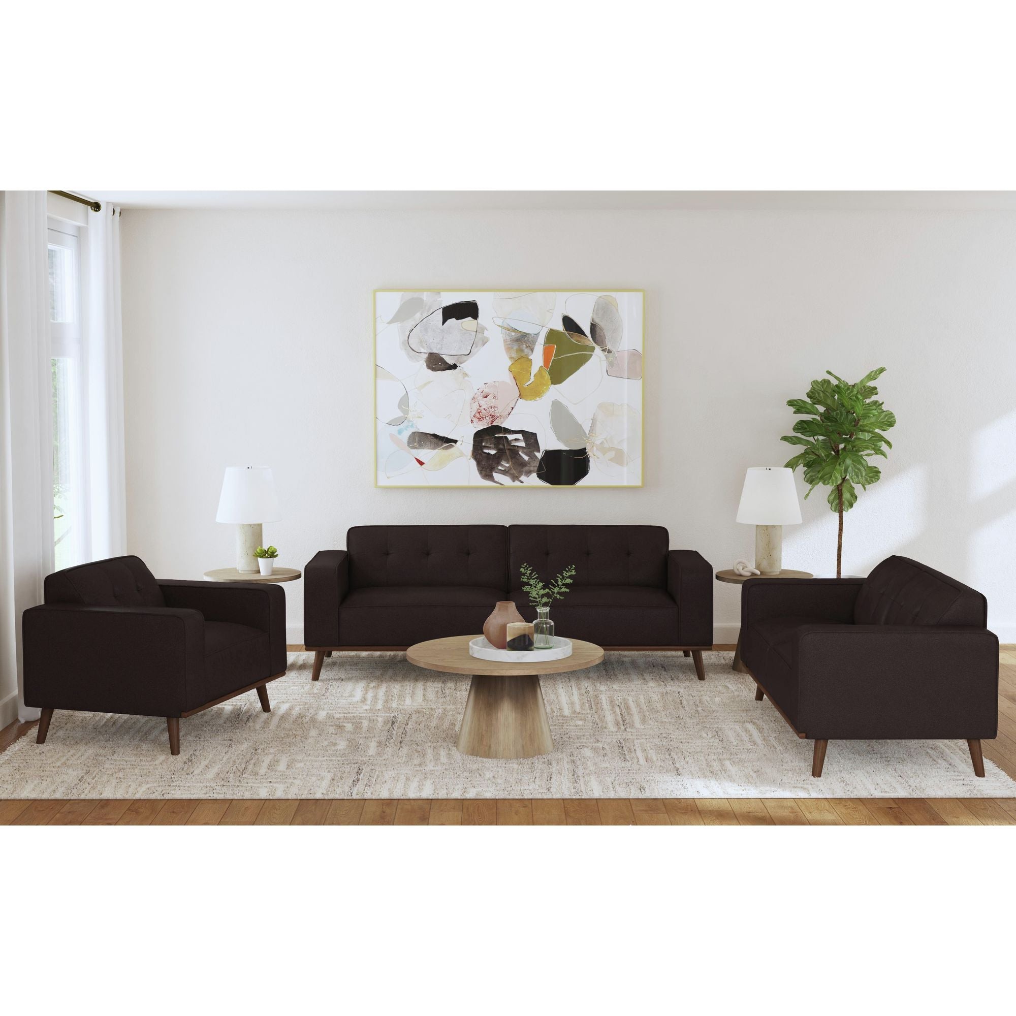 Destiny Loveseat with Wood Front in Pebble Brown – SKU U-15000-8200-200 | Elements