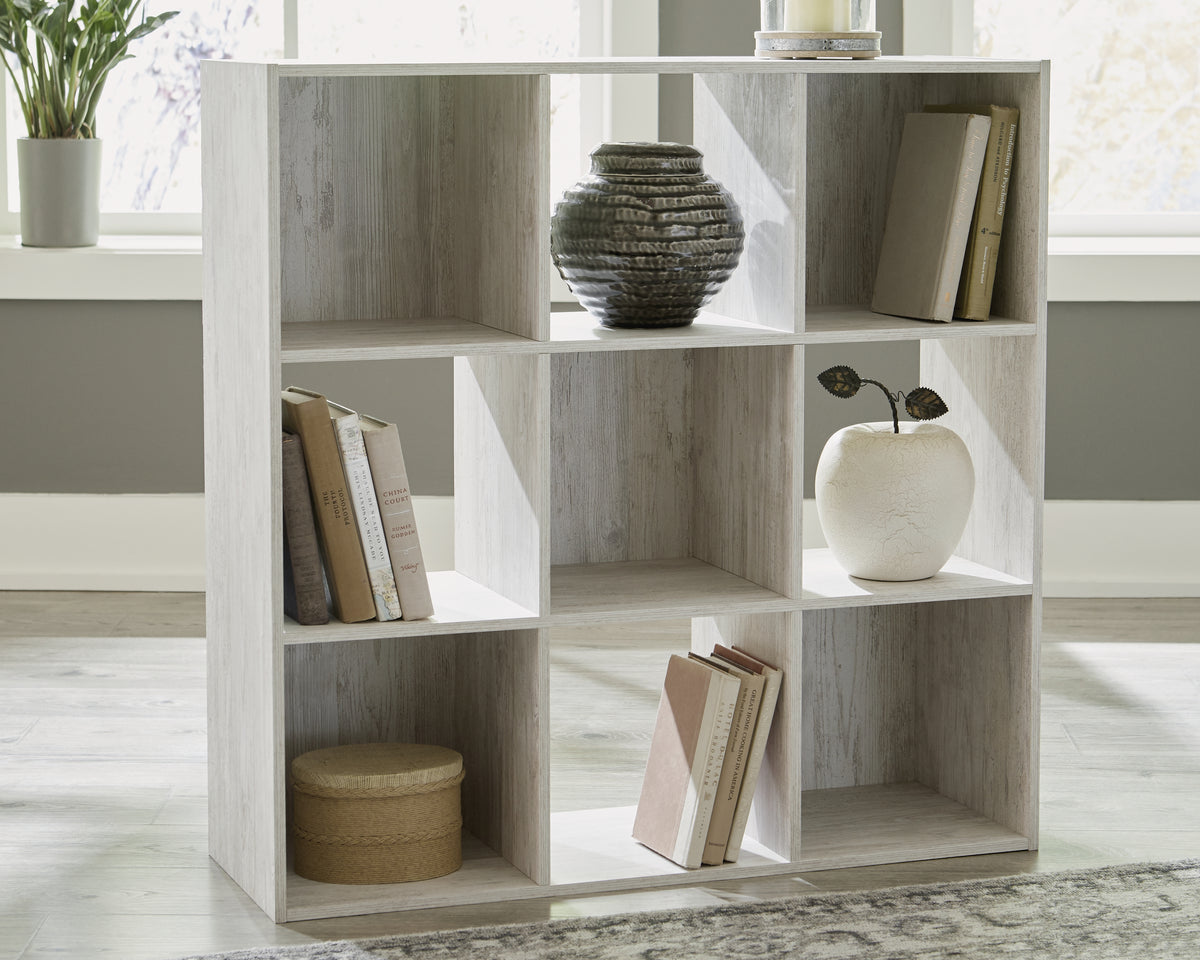 Hoover Furniture Outlet - Ashley Furniture - Paxberry Nine Cube Organizer - Nine Cube Organizer / Whitewash - EA1811-3X3